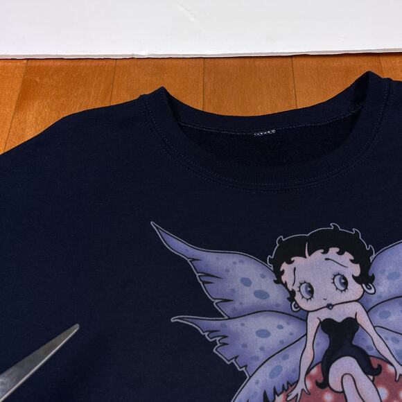 Y2K Betty Boop Fairy Crewneck Pullover Sweatshirt Blue Vintage Grunge Top 2009 - Picture 12 of 13